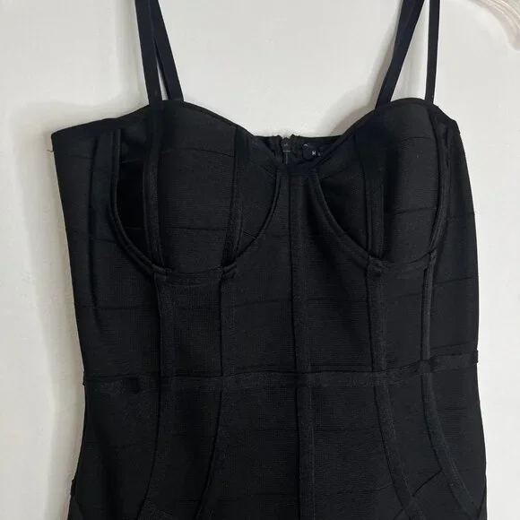 Black Bodycon Spaghetti Strap Dress Women’s Size Small Haute Monde - Picture 4 of 9